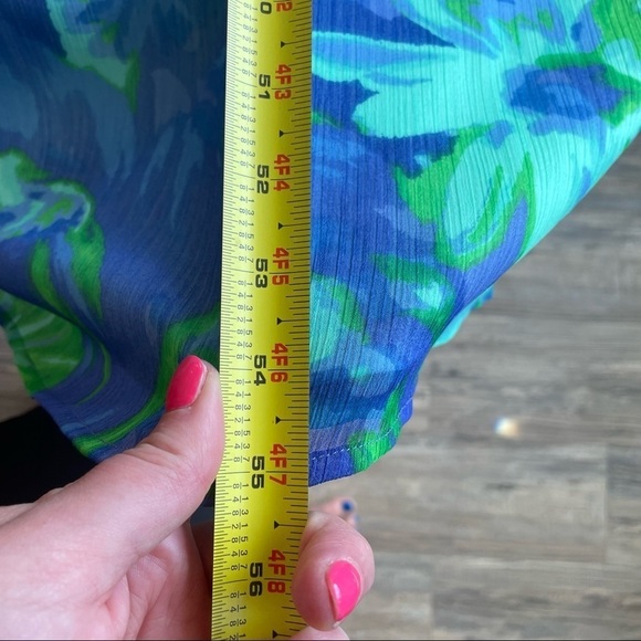 Isaac Mizrahi Bright Blue and Green Floral Flowy Sleeveless Maxi Dress Sz Small - Picture 5 of 14